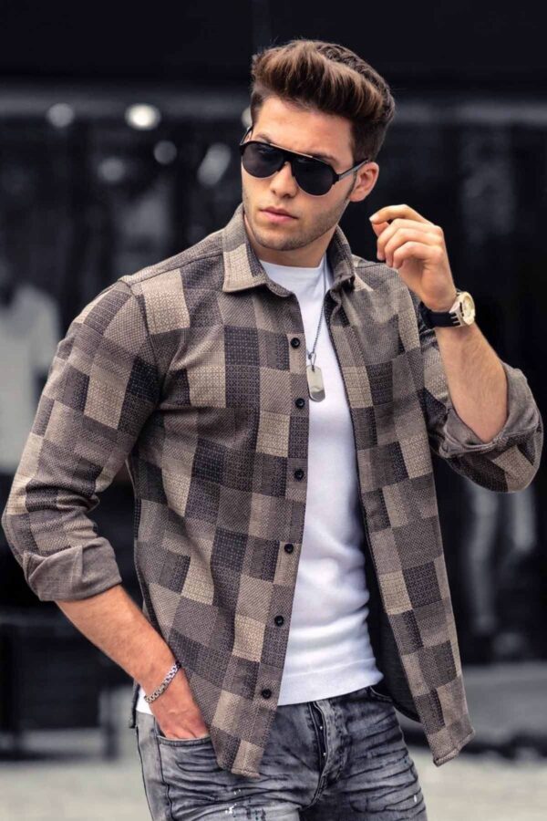 Madmext Camel Plaid Lumberjack Men's Shirt 4667