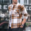 Madmext Camel Plaid Lumberjack Shirt 6713
