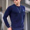 Madmext Light Navy Blue Crew Neck Regular Fit Basic Sweatshirt 5799
