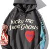Madmext Mad Girls Anthracite Printed Oversize Sweatshirt Mg903