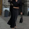 Madmext Mad Girls Black Satin Skirt