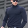 Madmext Navy Blue Turtleneck Sweater 4656