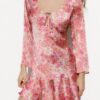 Madmext Pink Flower Patterned Dress