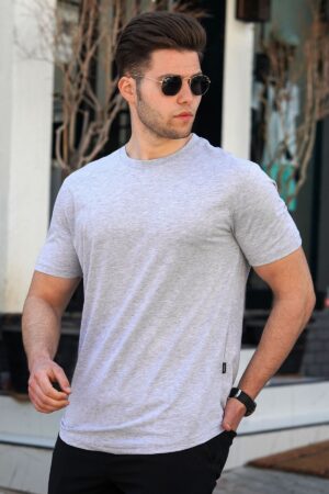 Madmext férfi slim fit póló 4951 szürke