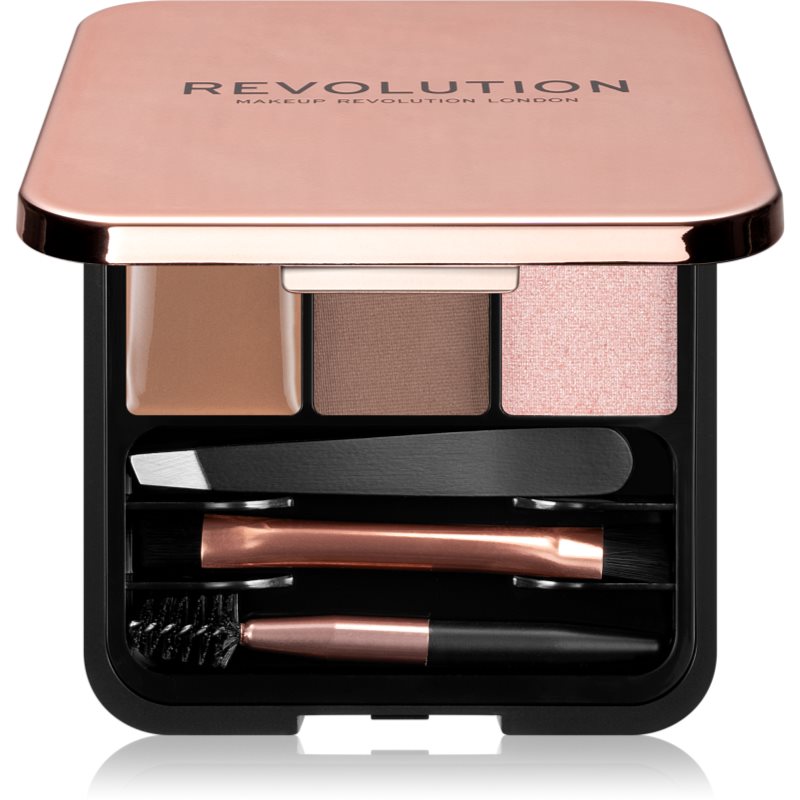 Makeup Revolution Brow Sculpt Kit szett a tökéletes szemöldökért árnyalat Brown 2.2 g-Eredeti