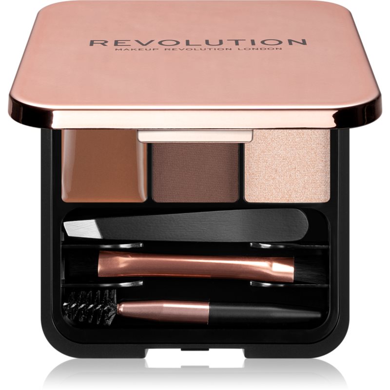 Makeup Revolution Brow Sculpt Kit szett a tökéletes szemöldökért árnyalat Medium 2.2 g-Eredeti