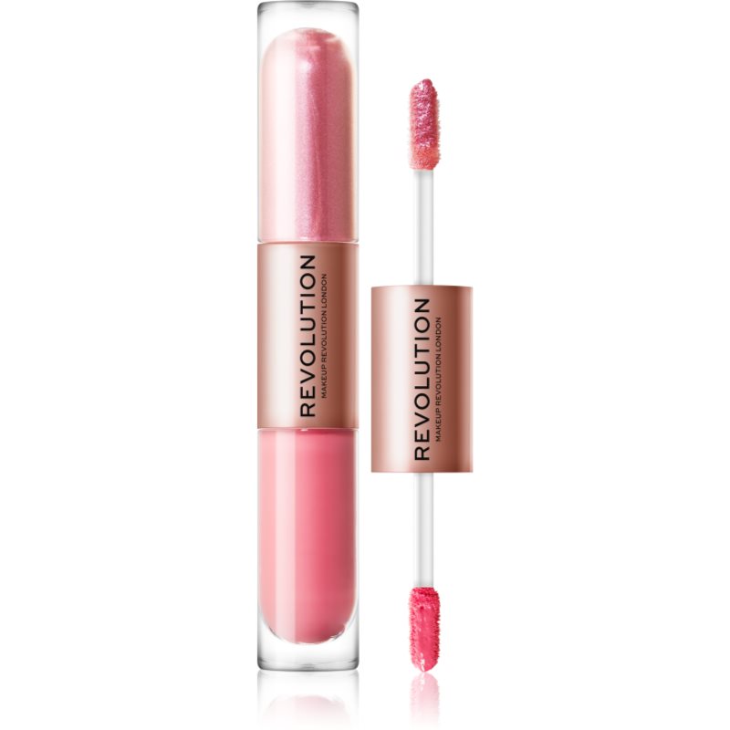 Makeup Revolution Double Up folyékony szemhéjfesték 2 az 1-ben árnyalat Blissful Pink 2x2