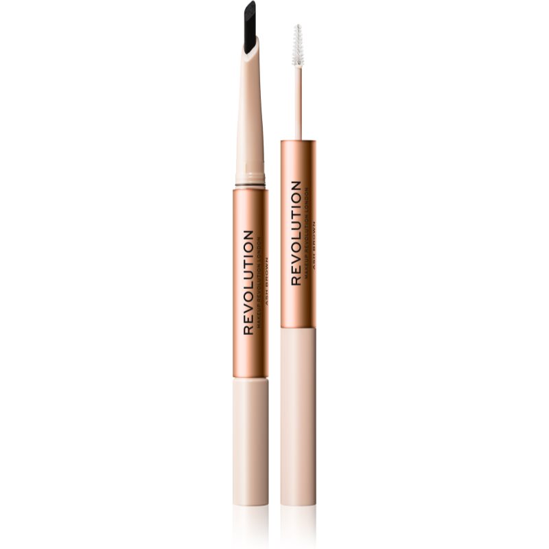 Makeup Revolution Fluffy Brow Filter Duo Kétoldalú szemöldök ceruza a formáért és a fixálásért árnyalat Ash Brown 0.12 g-Ár