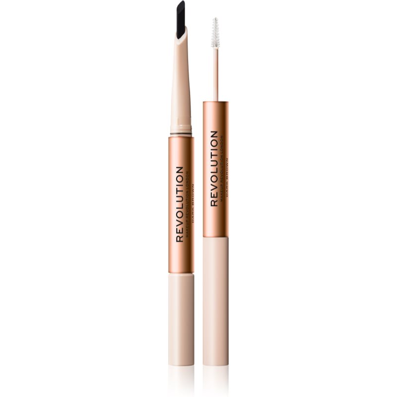 Makeup Revolution Fluffy Brow Filter Duo Kétoldalú szemöldök ceruza a formáért és a fixálásért árnyalat Dark Brown 0.12 g-Ár