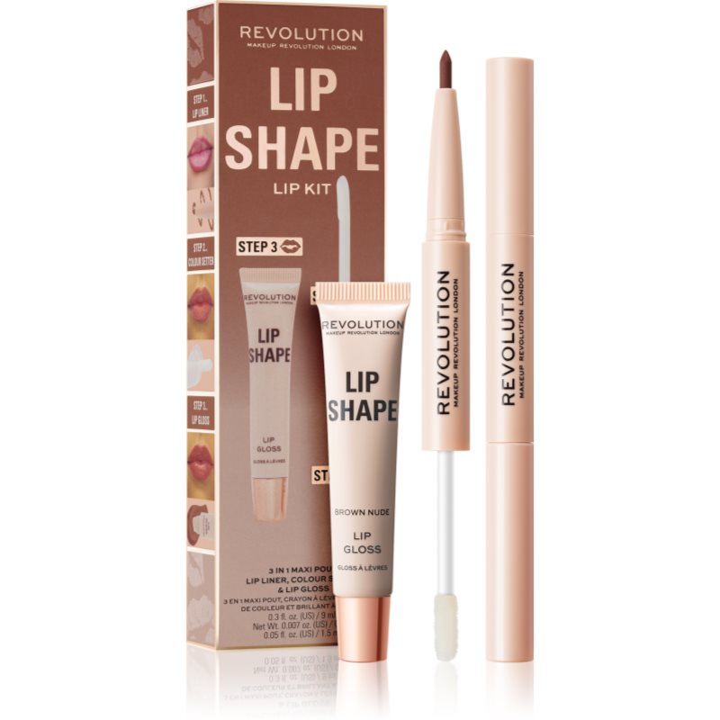 Makeup Revolution Lip Shape Kit ajakápoló készlet árnyalat Brown Nude 1 db-Ár