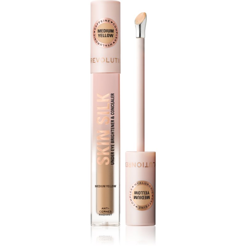 Makeup Revolution Skin Silk Under Eye Brightener & Concealer élénkítő korrektor árnyalat Medium Yellow 4 ml