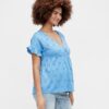 Mama.licious Dinna Blue Perforated Maternity Blouse - Women