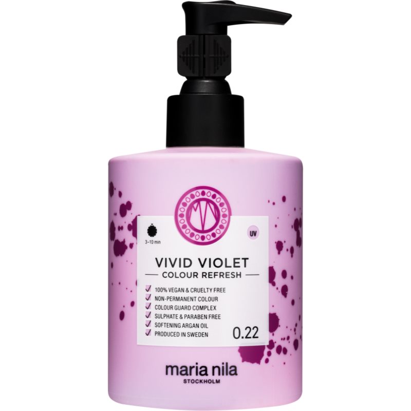Maria Nila Colour Refresh Vivid Violet gyengéd tápláló maszk tartós színes pigmentekkel 4 – 10 alkalommal mosásálló 0.22 300 ml-Ár