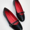 Marjin Women's Banded Ballet Flats Tariz Black Snake