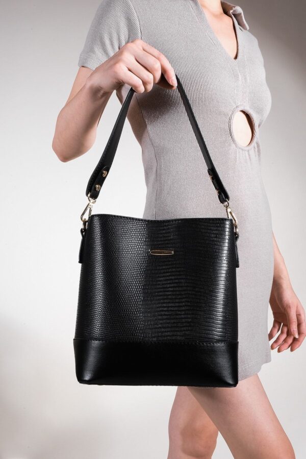 Marjin Women's Clutch and Shoulder Bag Fuste Black Croco