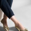 Marjin Women's Daily Ballet Flats Round Nose Ballerina Ballet Flats Adusa Gold Snake