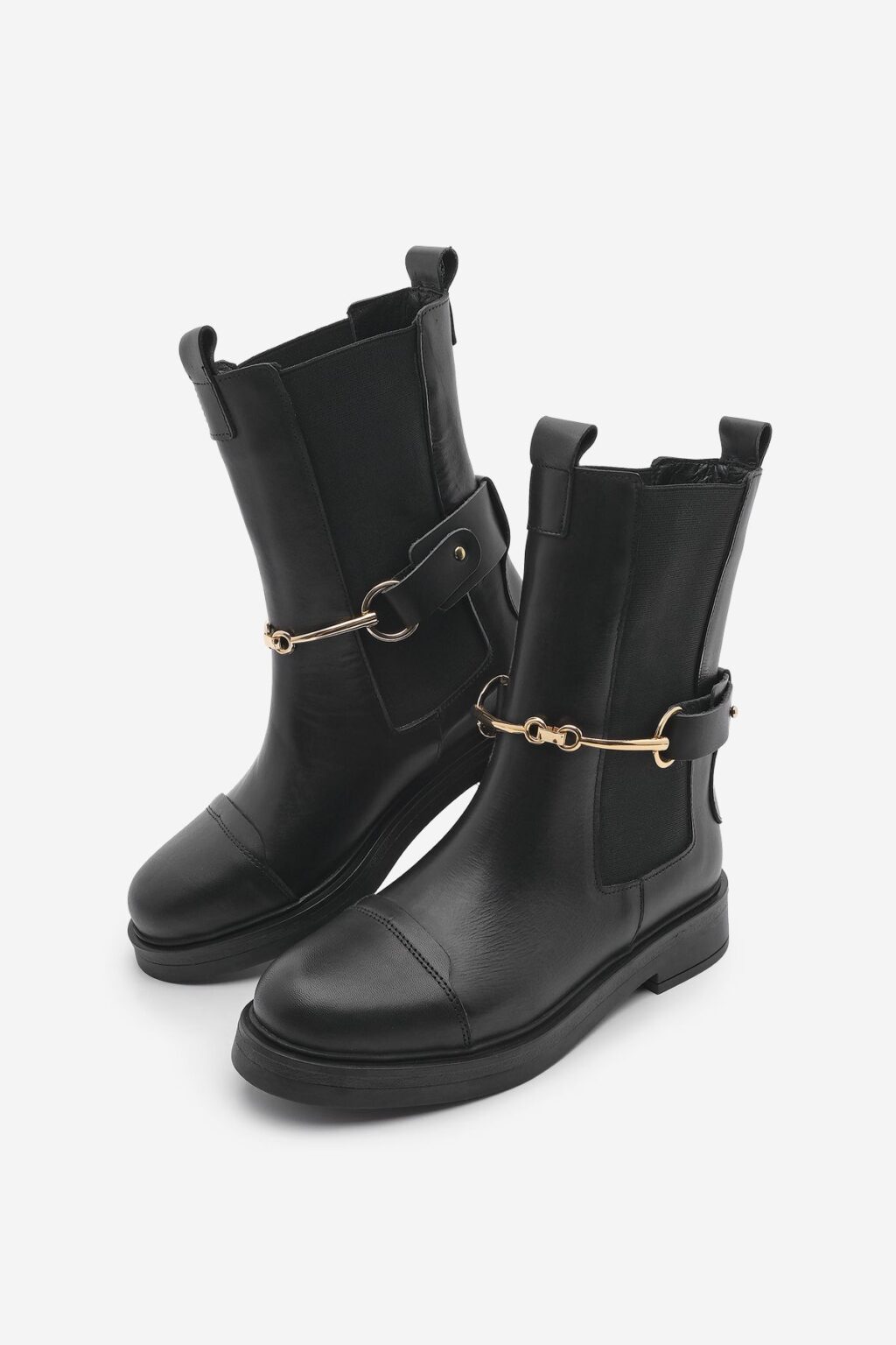 Marjin Women's Genuine Leather Casual Boots With Elastic Side Straps
