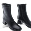Marjin Women's Heeled Boots Flat Toe Zipper From The Back Nayea Black