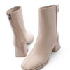 Marjin Women's Heeled Boots Flat Toe Zippered At The Back Naïs Beige.
