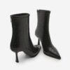 Marjin Women's Heeled Boots Pointed Toe Goblet Heel Zipper Back Daily Classic Boots Monos Black Croco