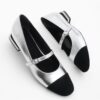 Marjin Women's Helmet Ballerina Shoes Mary Jane Vilan Silver