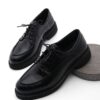 Marjin Women's Oxford Shoes with Lace-up Masculine Casual Shoes Nesan Black