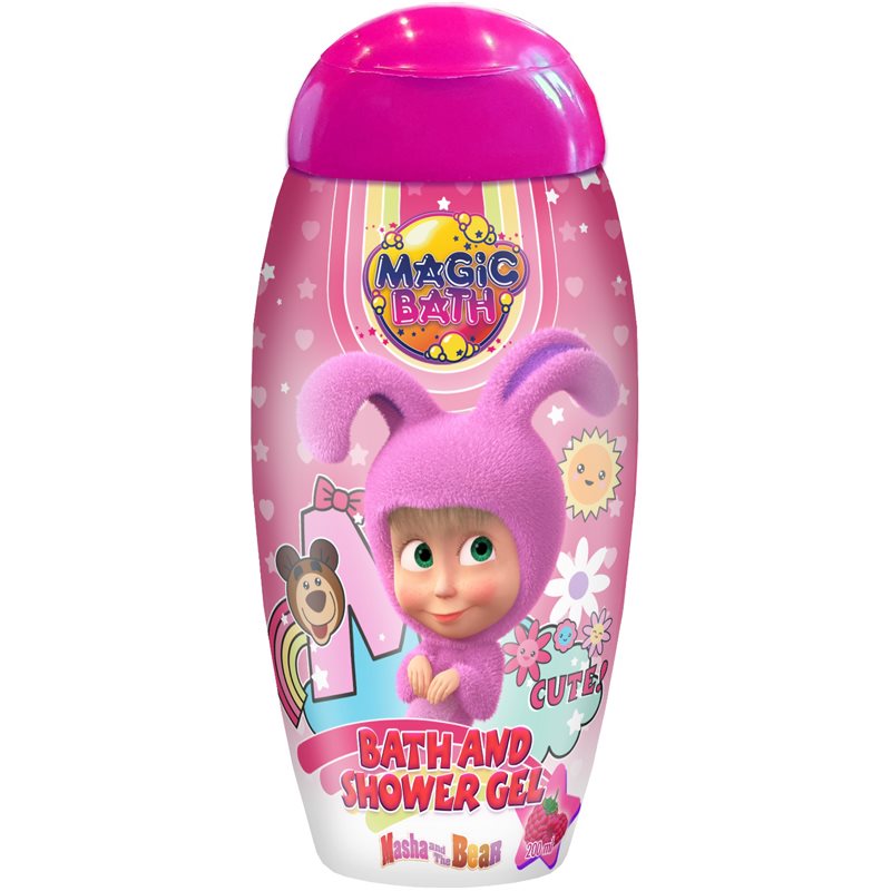 Masha & The Bear Magic Bath Bath & Shower Gel tusoló- és fürdőgél gyermekeknek Raspberry 200 ml-Ár