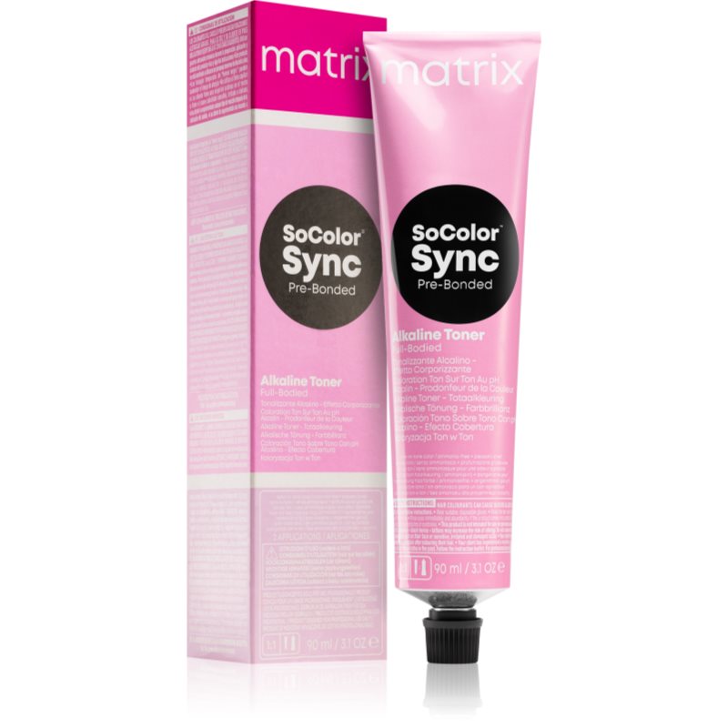 Matrix SoColor Sync Pre-Bonded Alkaline Toner Full-Bodied lúgos hajfesték árnyaló hajra árnyalat 4A Mittelbraun Asch 90 ml-Ár