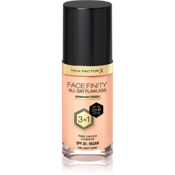 Max Factor Facefinity All Day Flawless tartós alapozó SPF 20 árnyalat 40 Light Ivory 30 ml-Eredeti