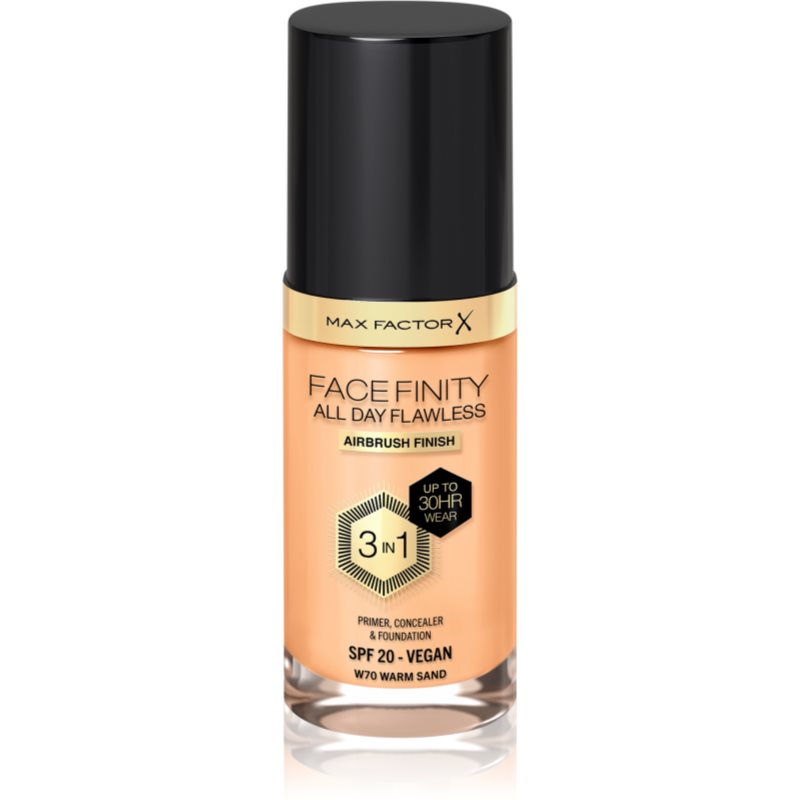 Max Factor Facefinity All Day Flawless tartós alapozó SPF 20 árnyalat 70 Warm Sand 30 ml-Ár