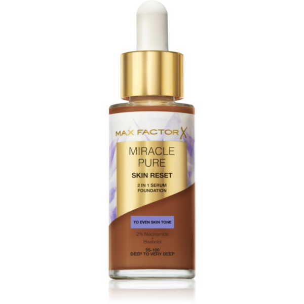 Max Factor Miracle Pure Skin Reset ápoló alapozó árnyalat 95-100 Deep to Very Deep 30 ml