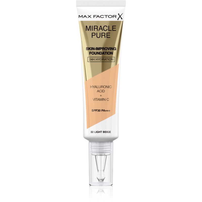 Max Factor Miracle Pure Skin tartós alapozó SPF 30 árnyalat 32 Light Beige 30 ml-Ár
