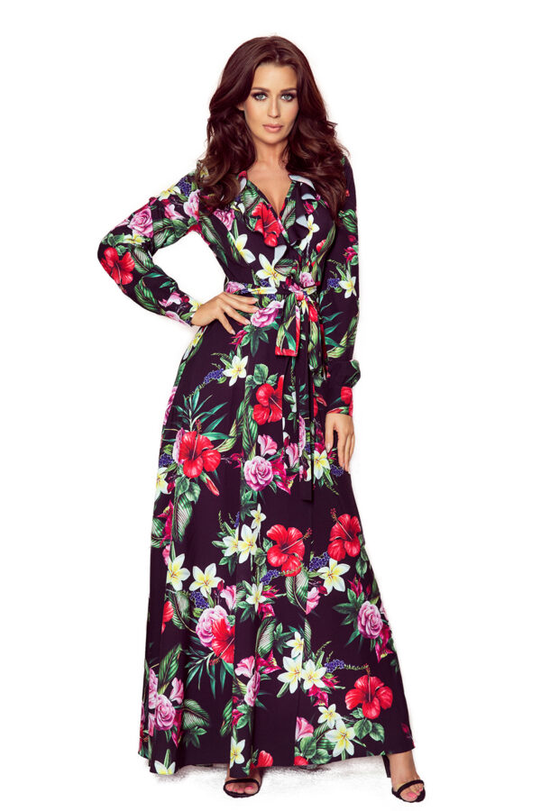 Maxi dress with ruffle and Numoco flower print