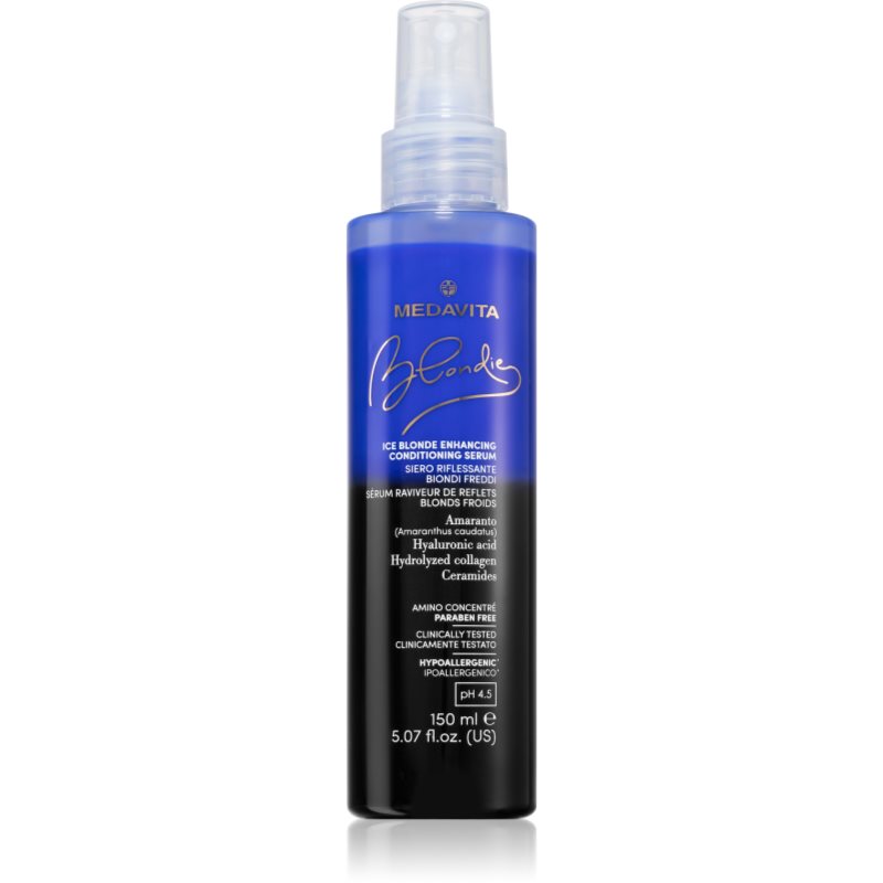 Medavita Blondie Ice Blonde Enhancing Conditioning Serum öblítést nem igénylő spray kondicionáló a szőke hideg árnyalataiért pH 4.5 150 ml-Ár