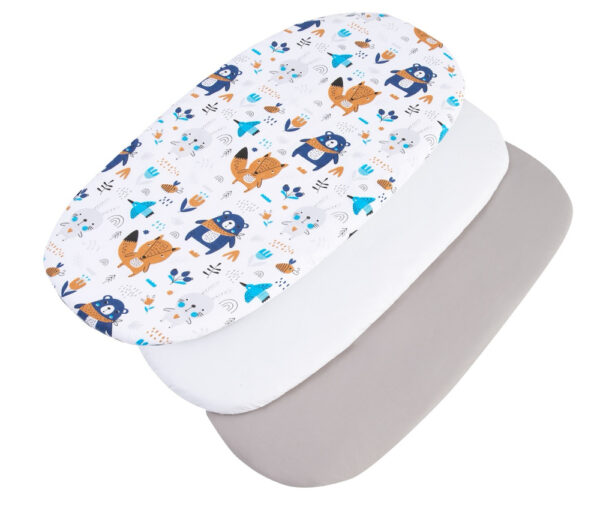 Medi Partners 3 – Pak – Fitted sheet for stroller – cotton – Boho – White – Gray