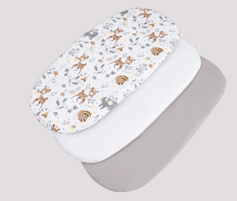 Medi Partners 3 – Pak – Fitted sheet for stroller – cotton – Jelonki – White – Gray