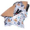 Medi Partners Baby carrier wrap – blanket with hood 85x85 cm – Wafel – Boho Animals + brown Wafel
