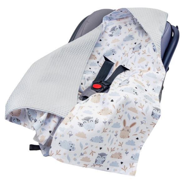 Medi Partners Baby carrier wrap – blanket with hood 85x85 cm – Waffle – Polana + gray Waffle