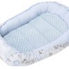 Medi Partners Baby cocoon/nest – Deer and hedgehog + light blue Minky