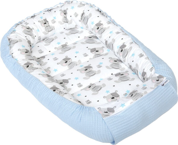 Medi Partners Baby cocoon/nest – Waffle – Teddy + blue Waffle