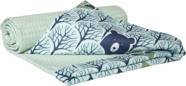 Medi Partners Blanket 75x100 cotton + cotton Waffle – Forest + mint waffle