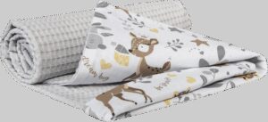 Medi Partners Blanket 75x100 cotton + cotton Waffle – Jelonki + gray waffle