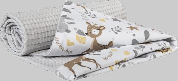 Medi Partners Blanket 75x100 cotton + cotton Waffle – Jelonki + gray waffle