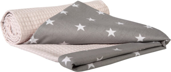 Medi Partners Blanket 75x100 cotton + cotton Waffle – Stars + light pink waffle