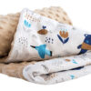 Medi Partners Blanket 75x100 cotton + minky – Animals in forest + beige minky