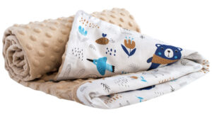 Medi Partners Blanket 75x100 cotton + minky – Animals in forest + beige minky
