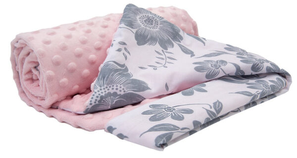 Medi Partners Blanket 75x100 cotton + minky – Berry + light pink Minky