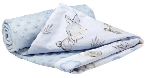 Medi Partners Blanket 75x100 cotton + minky – Deer and Hedgehog + light blue Minky