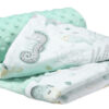 Medi Partners Blanket 75x100 cotton + minky – Ocean + minty minky