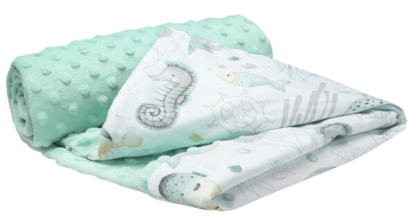 Medi Partners Blanket 75x100 cotton + minky – Ocean + minty minky